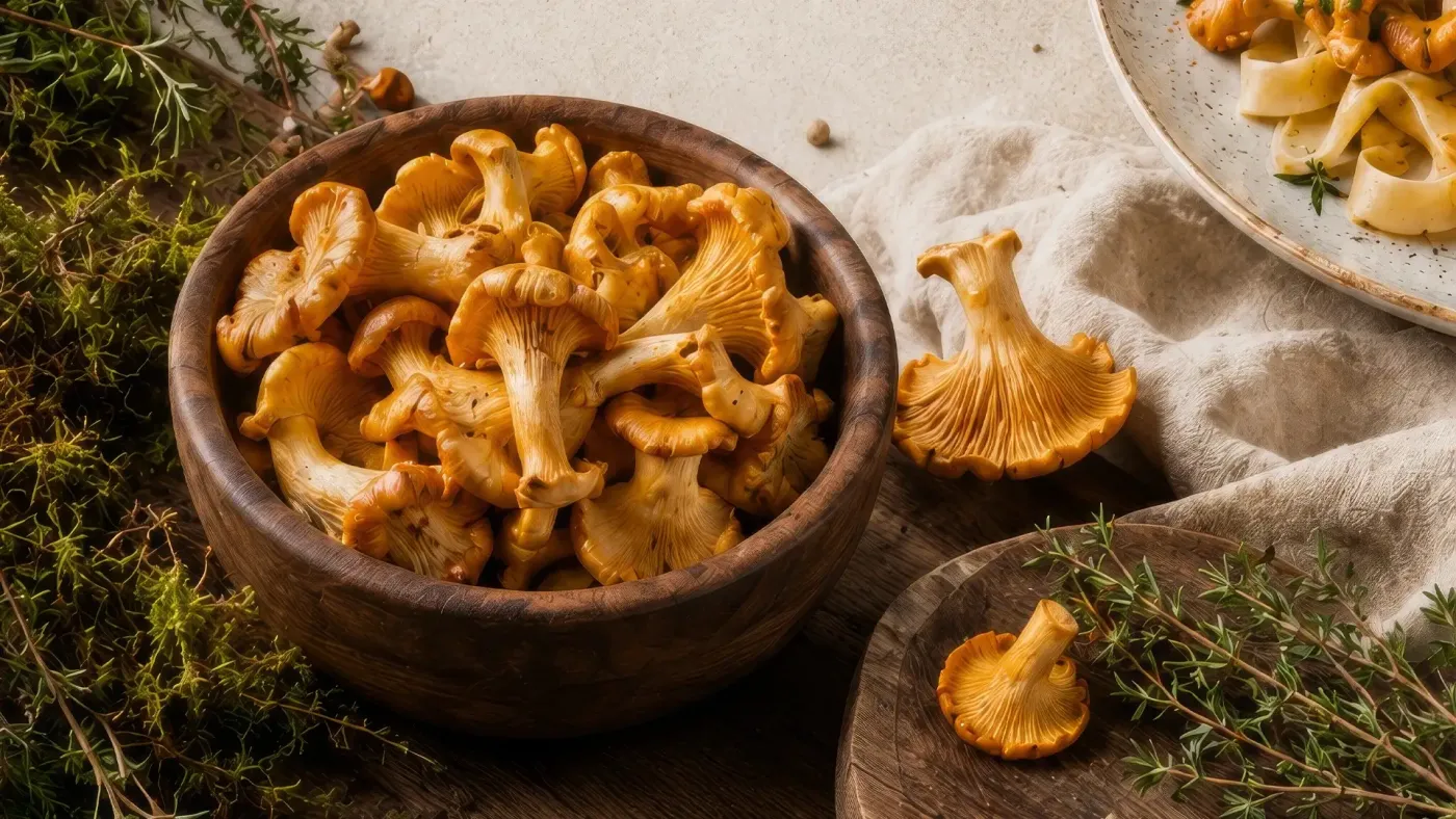Frische Pfifferlinge, goldbraun gebraten, in der Wiener Küche